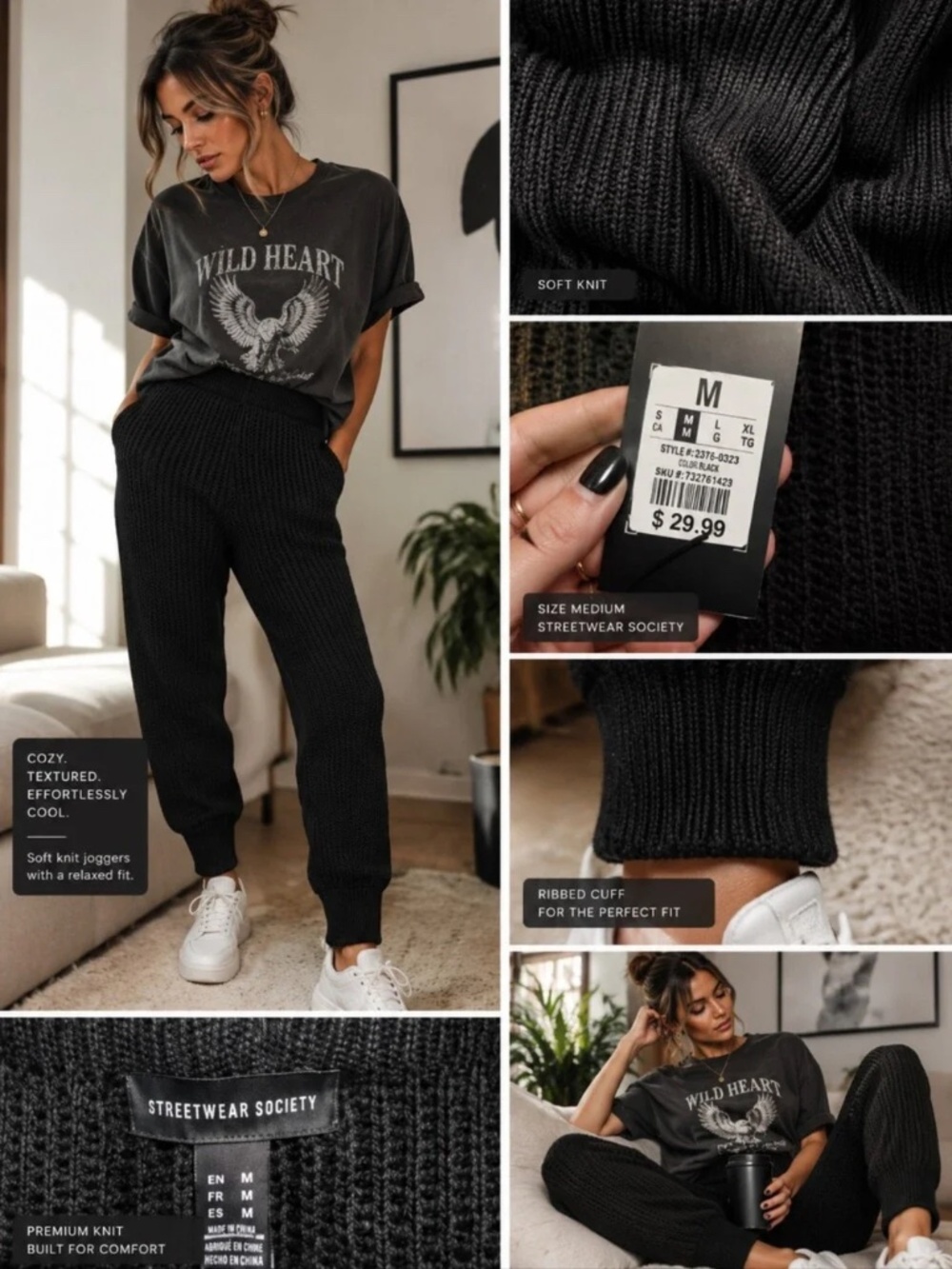Black Knit Joggers